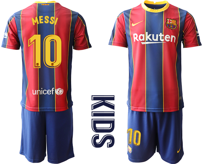 Youth 2020-2021 club Barcelona home #10 red Soccer Jerseys